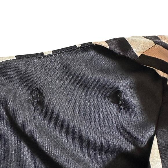 London Times Women's Striped Knee Jersey Midi Dress Black Taupe Career Office - Picture 10 of 11